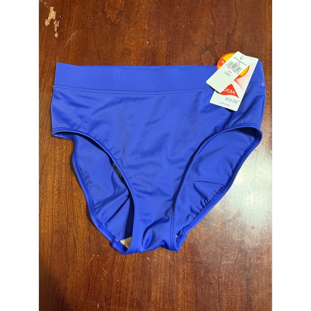 LL Bean BeanSport Swim Bottoms Cobalt Blue High Waist UPF 50+ Womens 6